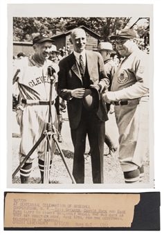 1939 Ruth/Mack/Speaker Type I Original News-Service Photo - Inaugural Hall of Fame Game (PSA/DNA)